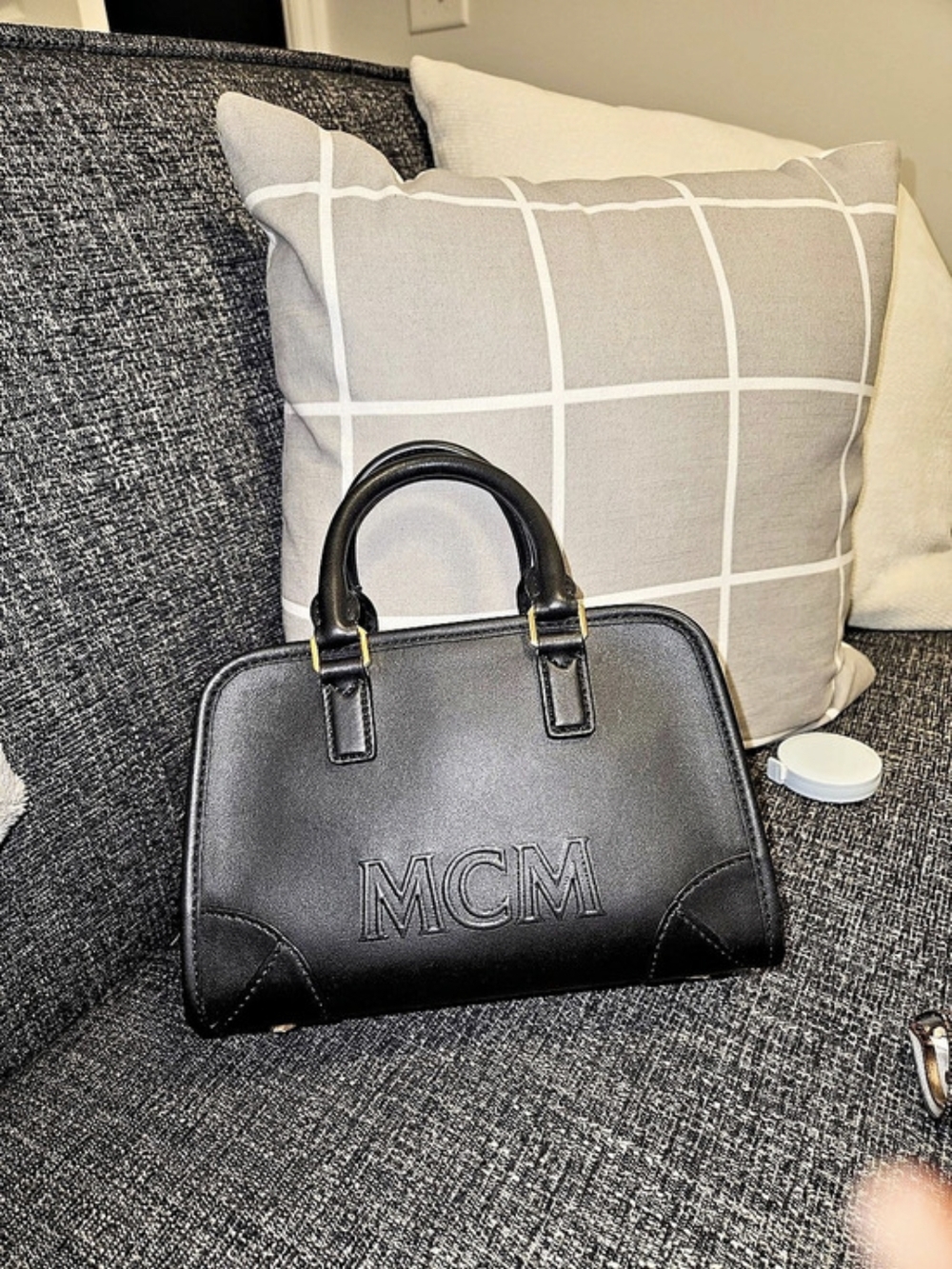 MCM Black Satchel W Strap And COA